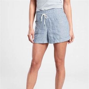 NWT LOFT Striped Linen-Blend Tie-Waist Shorts